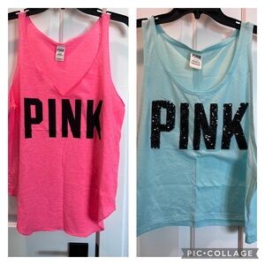 Victoria’s Secret PINK Bright Blue (L) & Bright Pink (M) Tanks